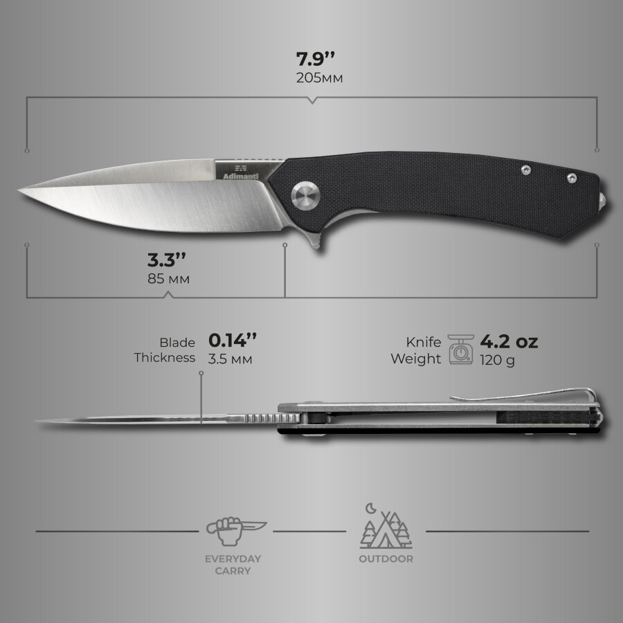 Knife Adimanti by Ganzo (SKIMEN design) Black