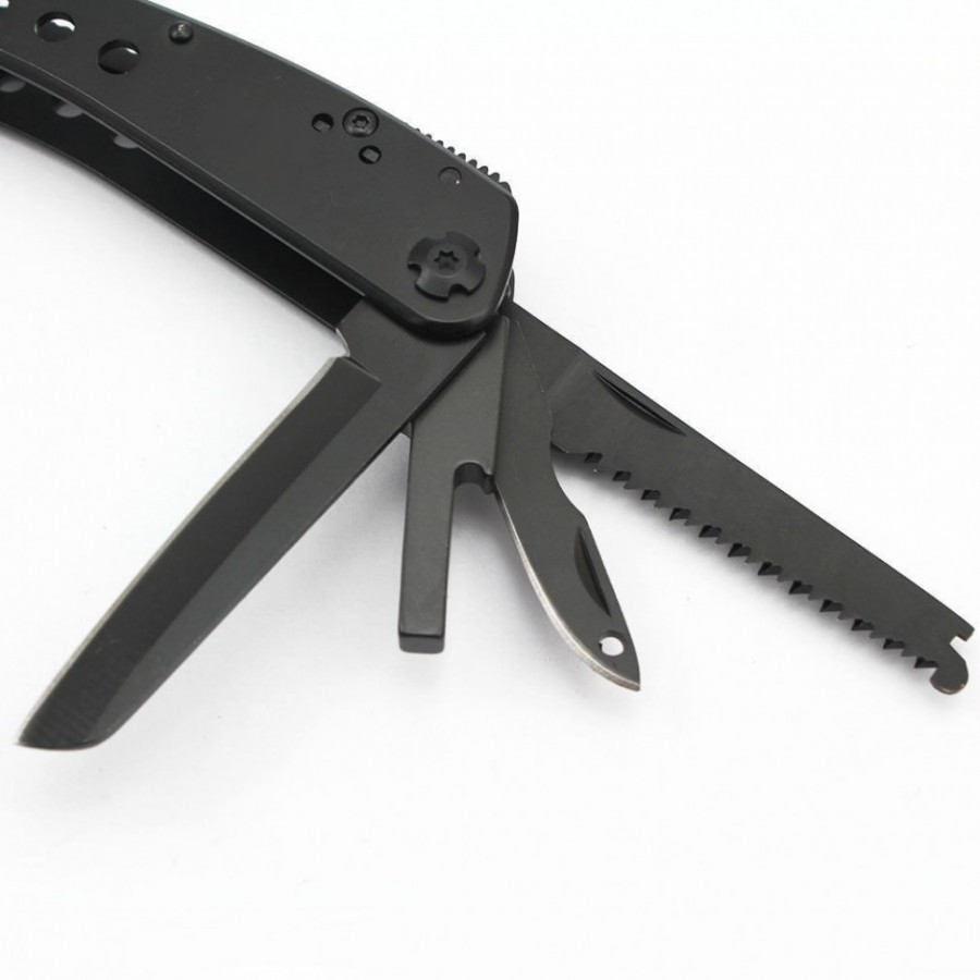 GANZO Multi-Tool G201B Taschen-Messer 12 Funktionen 9 Wechsel-Bits Nylon-Etui 