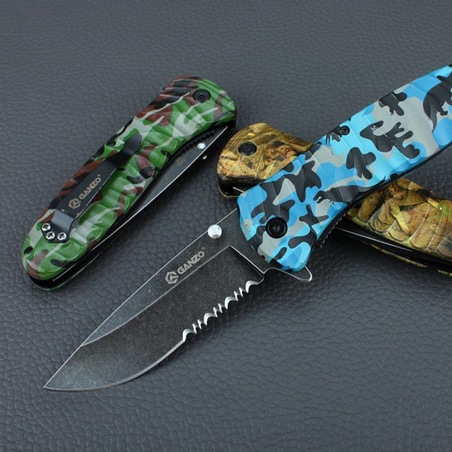 Ganzo Firebird Linerlock Blue Gray G10 Spear D2 –