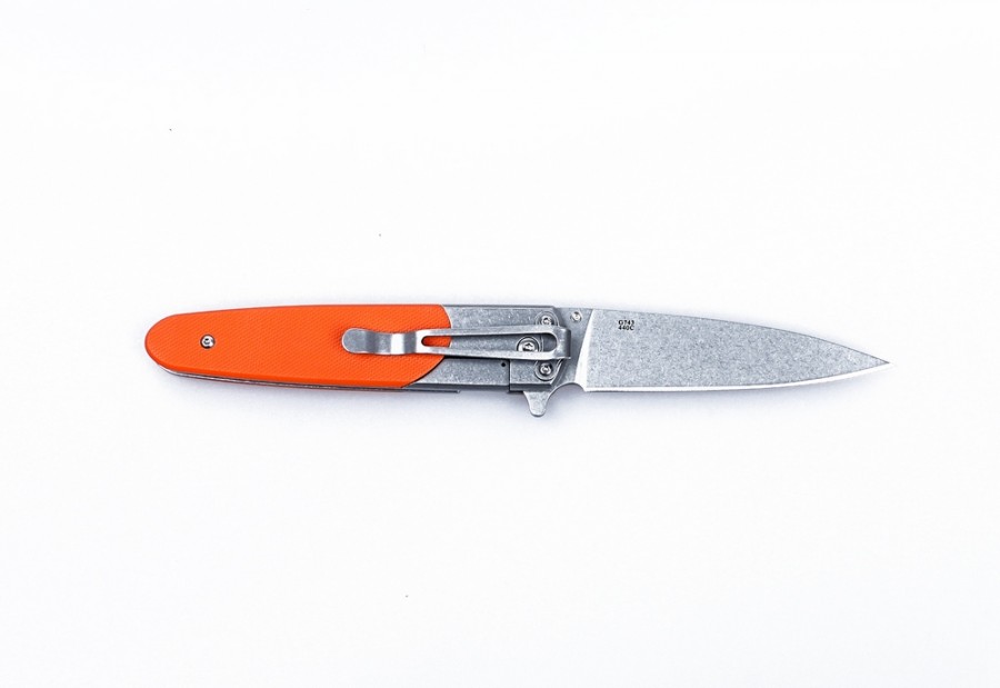 Ganzo G743-2-OR navaja de bolsillo naranja 440C G-10 Framelock Spear-Point  Flipper Filo liso – Knyfe