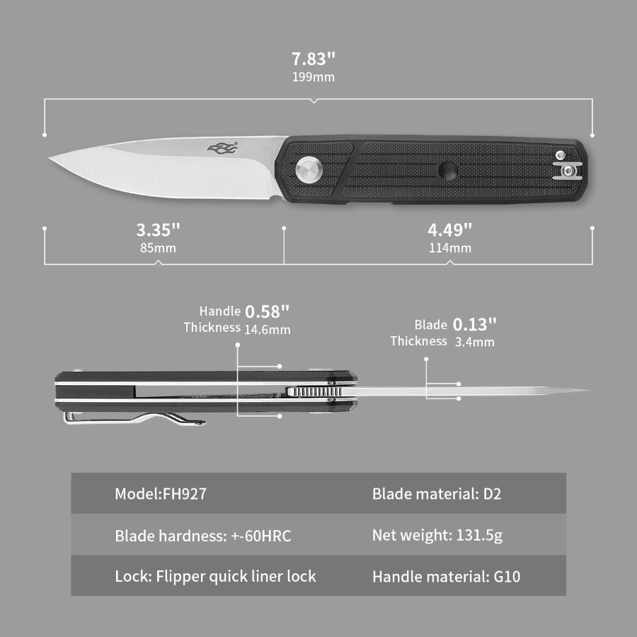 KNIFE Firebird FH927 (Black, Green-blue, Carbon fiber)