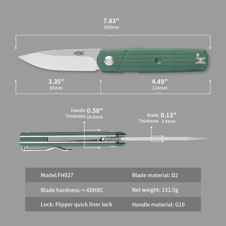KNIFE Firebird FH927 (Black, Green-blue, Carbon fiber)