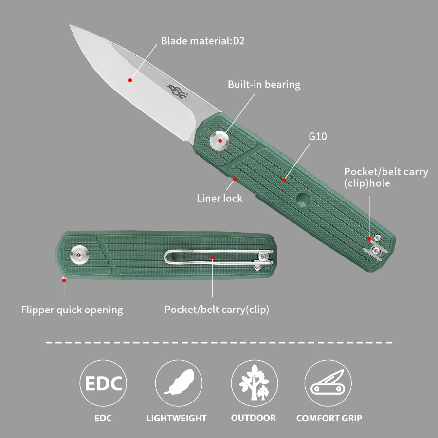 KNIFE Firebird FH927 (Black, Green-blue, Carbon fiber)